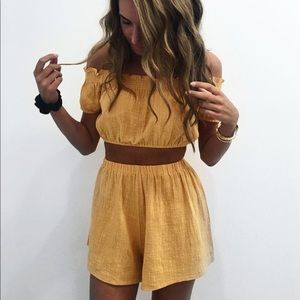 Yellow Off The Shoulder Two Piece